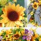 Sunflower Wreaths for Front Door,18 inch Yellow Spring and Summer Door Wreath with Bow, Handmade Silk Sunflower Decor for Home Party Festival Wedding Decor